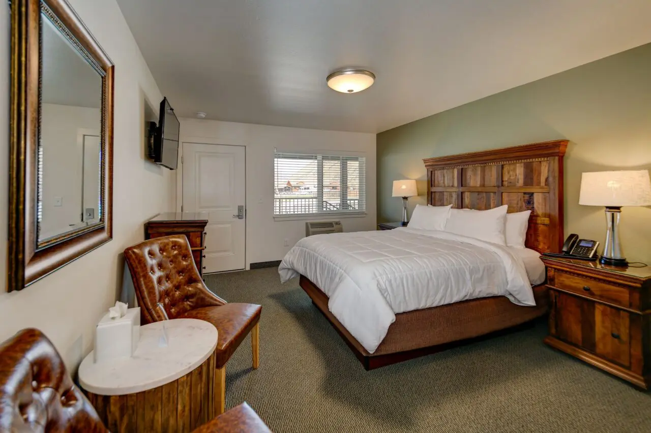 hotel room with one king bed