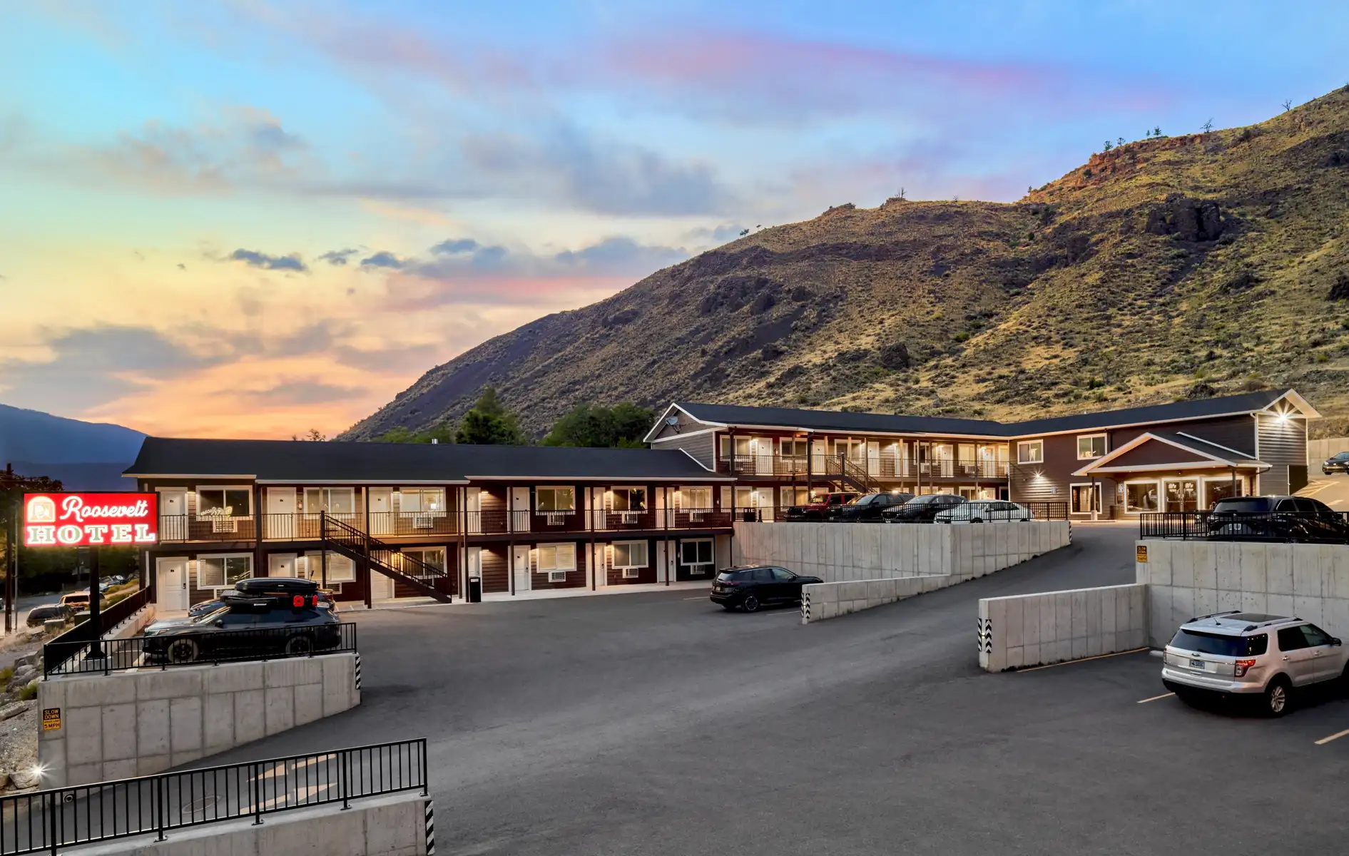 Roosevelt Hotel and parking lot