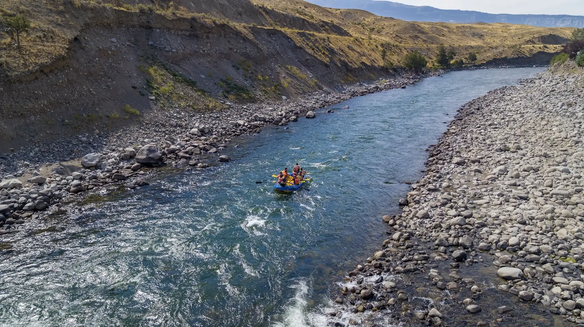 people rafting down the river