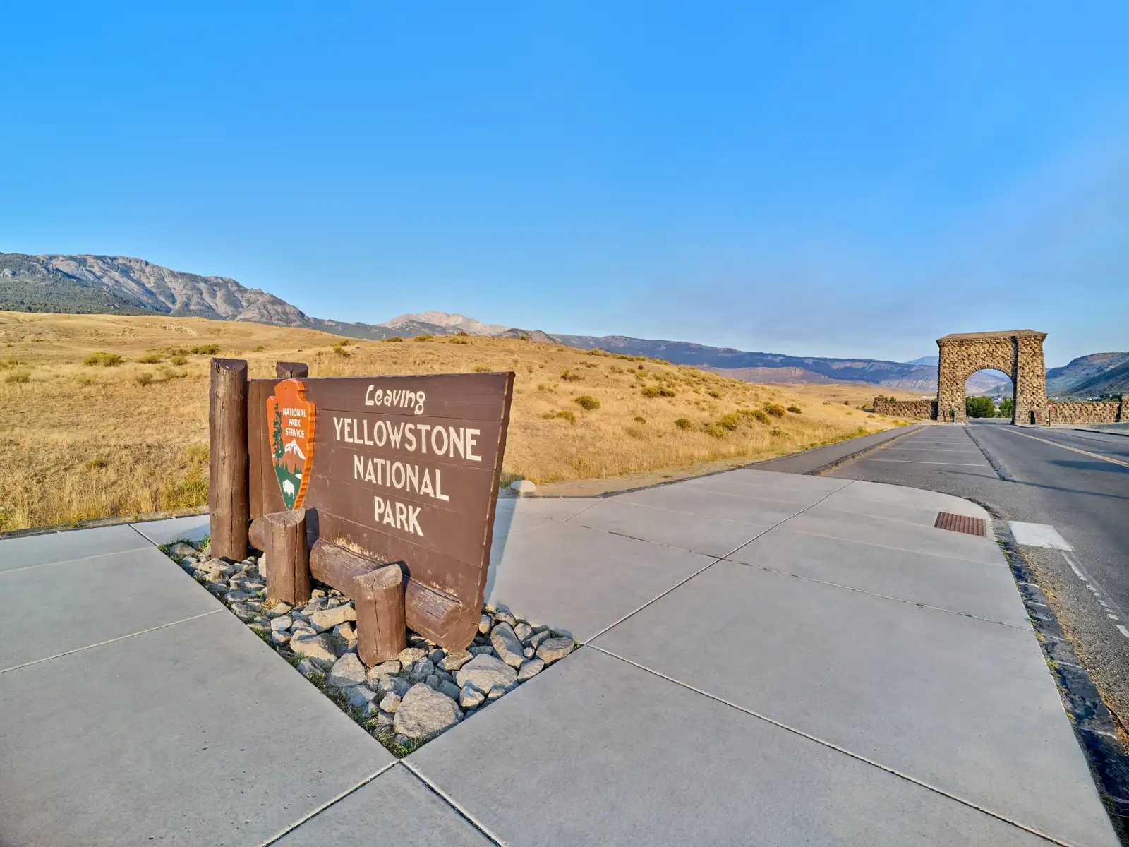 Leaving Yellowstone National Park sign